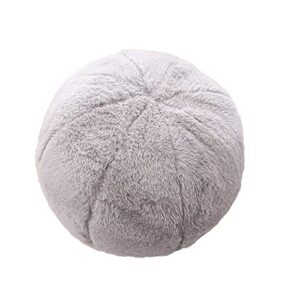 imitation rabbit fur ball pillow. stylish round throw pillow. super soft sofa pillow. (grey)