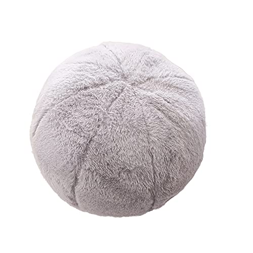 Imitation Rabbit Fur Ball Pillow. Stylish Round Throw Pillow. Super Soft Sofa Pillow. (Grey)