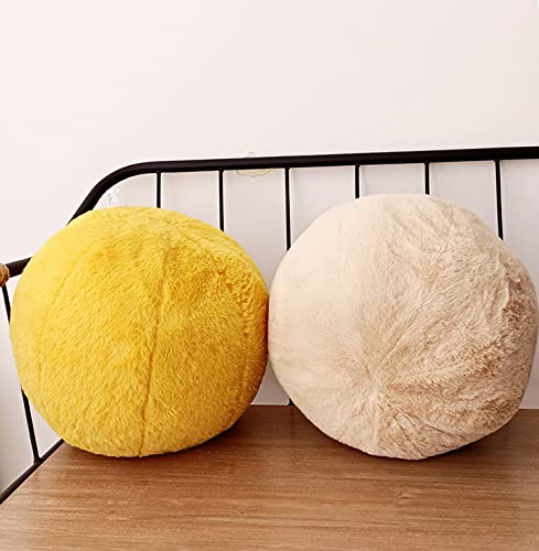 Imitation Rabbit Fur Ball Pillow. Stylish Round Throw Pillow. Super Soft Sofa Pillow. (Grey)
