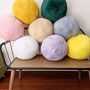 Imitation Rabbit Fur Ball Pillow. Stylish Round Throw Pillow. Super Soft Sofa Pillow. (Grey)