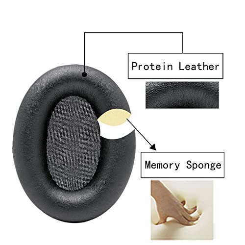 1000XM4 Replacement Earpads Noise Canceling Ear Cushions Quite-Comfort Protein Leather Ear Covers Earmuff Repair Parts for Sony WH-1000XM4 Over-Ear Wireless Headphones (Black)