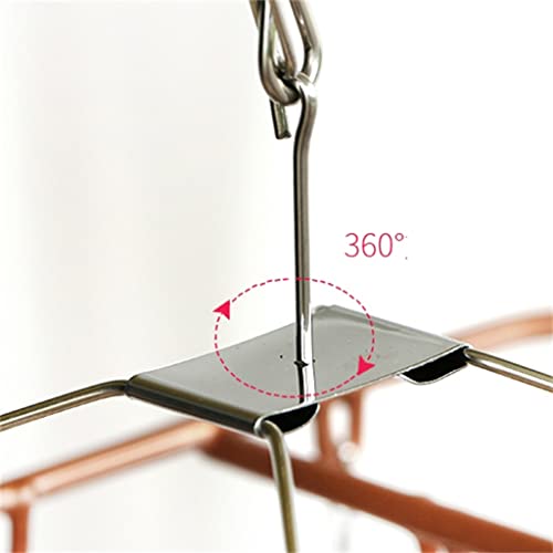 N/A Clothespin Rotary Hanger 360 Degree Round Stainless Steel Bold Clip Clothes Hanger (Color : Brilliant Gold, Size : 27 * 26.5 * 28cm)