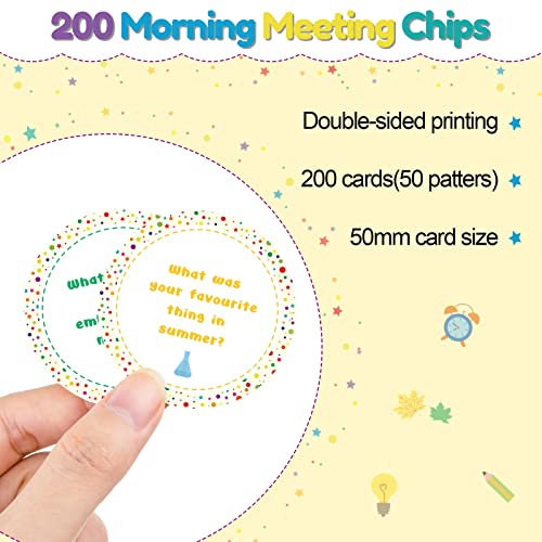 200 Pcs Morning Meeting Chips for Students, 50 Styles Student Response Cards Social Skill Cards Improve Communication Listening Vocabulary Skill Supplies for Elementary Learn (Fresh Style)
