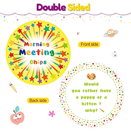 200 Pcs Morning Meeting Chips for Students, 50 Styles Student Response Cards Social Skill Cards Improve Communication Listening Vocabulary Skill Supplies for Elementary Learn (Fresh Style)