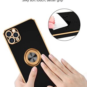 BENTOBEN iPhone 11 Pro Max Case, Phone Case iPhone 11 ProMax, Slim Fit Kickstand Ring Holder Shockproof Protection Soft TPU Bumper Drop Protective Girls Women Boy iPhone 11 ProMax 6.5 Cover,Black/Gold
