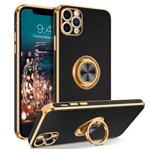bentoben iphone 11 pro max case, phone case iphone 11 promax, slim fit kickstand ring holder shockproof protection soft tpu bumper drop protective girls women boy iphone 11 promax 6.5 cover,black/gold