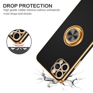 BENTOBEN iPhone 11 Pro Max Case, Phone Case iPhone 11 ProMax, Slim Fit Kickstand Ring Holder Shockproof Protection Soft TPU Bumper Drop Protective Girls Women Boy iPhone 11 ProMax 6.5 Cover,Black/Gold