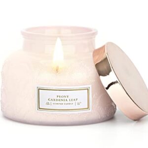 Hybrid PEONYGARDENIA-Leaf Long Burning Time Scented Candles with Strongly Fragrance Natural Soy Wax 16OZ