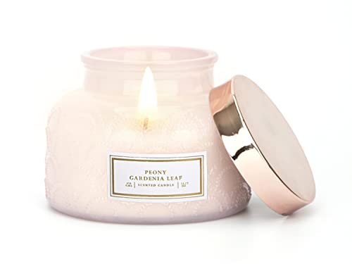 Hybrid PEONYGARDENIA-Leaf Long Burning Time Scented Candles with Strongly Fragrance Natural Soy Wax 16OZ