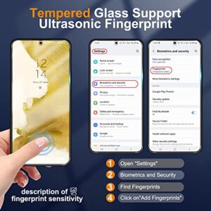 UniqueMe Compatible with Samsung Galaxy S22 5G 6.1 inch Screen Protector Tempered Glass Screen Protector + Camera Lens Protector with Easy Installation Frame, Anti Scratch Bubble Free