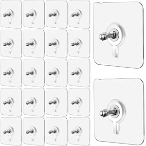 self adhesive nails wall picture hangers without nails wall hooks for hanging 13.5 lbs reusable clear wall hangers heavy duty sticky hooks seamless reusable hook for bathroom shower(20 pieces)