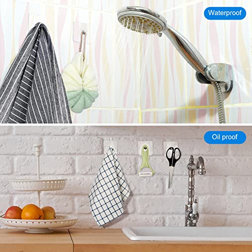Self Adhesive Nails Wall Picture Hangers Without Nails Wall Hooks for Hanging 13.5 lbs Reusable Clear Wall Hangers Heavy Duty Sticky Hooks Seamless Reusable Hook for Bathroom Shower(20 Pieces)