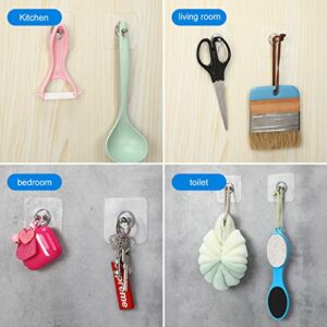 Self Adhesive Nails Wall Picture Hangers Without Nails Wall Hooks for Hanging 13.5 lbs Reusable Clear Wall Hangers Heavy Duty Sticky Hooks Seamless Reusable Hook for Bathroom Shower(20 Pieces)