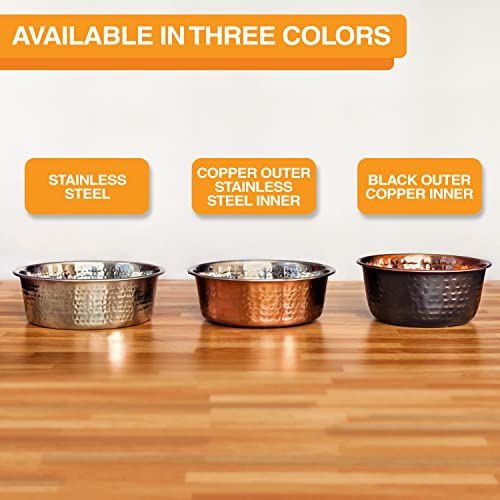 Neater Pet Brands Hammered Decorative Designer Bowls - Luxury Style Premium Dog and Cat Dishes (Small, Black Copper)