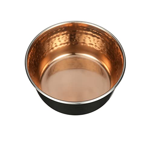 Neater Pet Brands Hammered Decorative Designer Bowls - Luxury Style Premium Dog and Cat Dishes (Small, Black Copper)