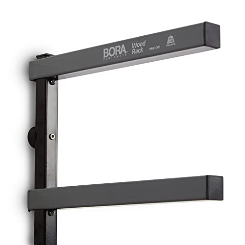 BORA Wood Organizer and Lumber Storage Metal Rack with 4-level Wall Mount - Indoor and Outdoor Use, Black & Gray - PBR-004B