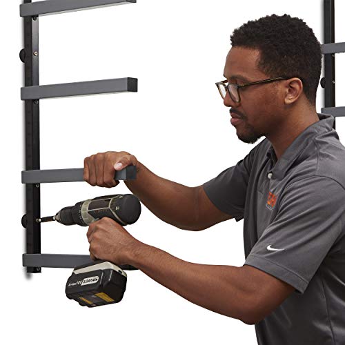 BORA Wood Organizer and Lumber Storage Metal Rack with 4-level Wall Mount - Indoor and Outdoor Use, Black & Gray - PBR-004B