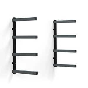 BORA Wood Organizer and Lumber Storage Metal Rack with 4-level Wall Mount - Indoor and Outdoor Use, Black & Gray - PBR-004B