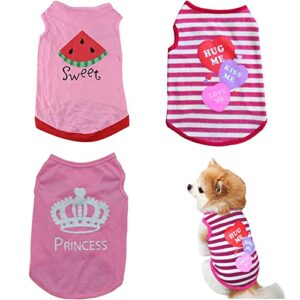 dog clothes for small girl dogs kitten female shirts for pet cat apparel clothing pattern tshirt 3 pack
