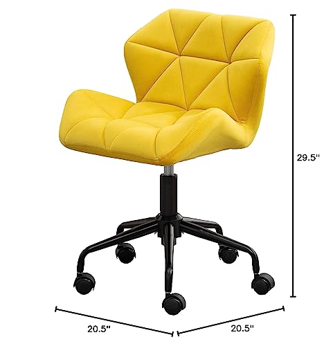 Roundhill Furniture Eldon Diamond Tufted Adjustable Swivel Office Chair, Yellow