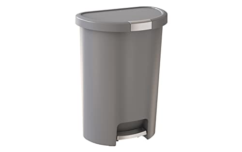 Curver Infinity 43.9 Liter / 13 Gallon Plastic Kitchen Trash Can with Foot Pedal and Locking Lid - Perfect for Household Use Indoor for Garbage Disposal or Recycling