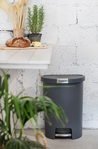 Curver Infinity 43.9 Liter / 13 Gallon Plastic Kitchen Trash Can with Foot Pedal and Locking Lid - Perfect for Household Use Indoor for Garbage Disposal or Recycling