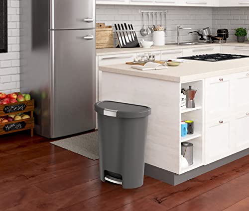 Curver Infinity 43.9 Liter / 13 Gallon Plastic Kitchen Trash Can with Foot Pedal and Locking Lid - Perfect for Household Use Indoor for Garbage Disposal or Recycling