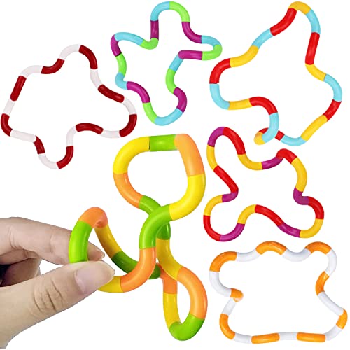 Boxgear 6pc Multicolored Fidget Toys for Kids, Boys, Girls, Adults - Best Sensory Items for Autism, Relaxation, Stress, Decompression - Squeeze, Twist, Chain Spinner Alternative Gift