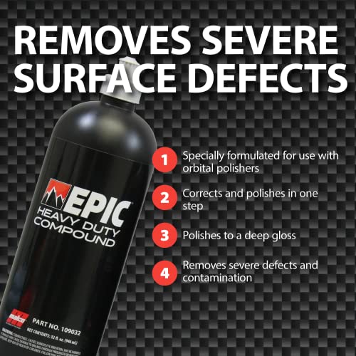 Malco Epic Heavy-Duty Compound - Vehicle Paint Correcting and Polishing Compound/Removes Up to P1500 Sand Scratches/Polishes to Deep Showroom Gloss / 32 Oz. (109032)