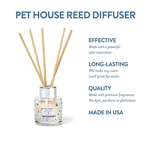 One Fur All, Pet House Reed Diffuser - Long Lasting Pet Odor Oil Diffuser - Non-Toxic Eco-Friendly Reed Diffuser Set & Diffuser Sticks - Air Freshening Scented Diffuser for Home (Lavender Green Tea)