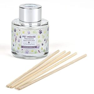 One Fur All, Pet House Reed Diffuser - Long Lasting Pet Odor Oil Diffuser - Non-Toxic Eco-Friendly Reed Diffuser Set & Diffuser Sticks - Air Freshening Scented Diffuser for Home (Lavender Green Tea)