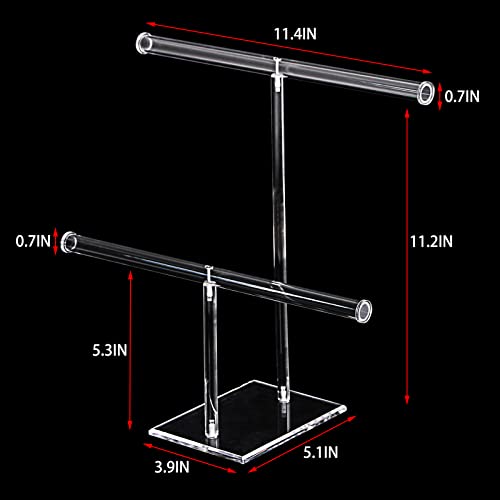 Ausalivan Acrylic Bracelet Holder Display,Small Necklace Organizer Holder,Bracelet Stand for Selling,2 Tier Jewelry Storage Hanging Rack