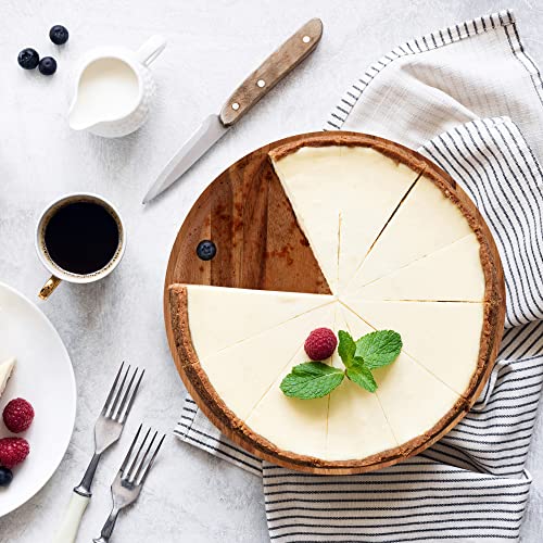 Made Theory - 12 Inch Acacia Wood Rustic Wooden Food Serving Platter, Cake Stands for Dessert Table, Birthday Parties & Weddings