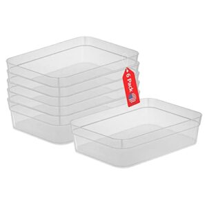 clear plastic bins drawer organizer - junk drawer organizer - set of 6-9" x 7" - made in usa