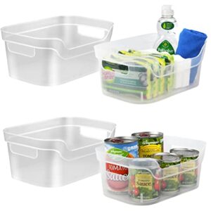 tribello open clear storage bins, closet shelf organizer bins, small, 9” x 6” x 4”, pack of 4 - made in usa