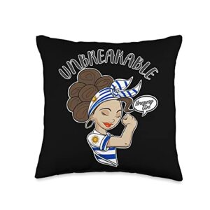 uruguay gifts for women & uruguay souvenirs girl unbreakable heritage i uruguay flag throw pillow, 16x16, multicolor