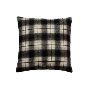 creative co-op square fabric pillow with piping, black and white plaid