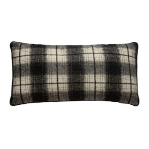 creative co-op fabric lumbar pillow with piping, black and white plaid