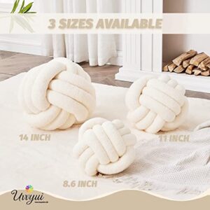 Uvvyui Knot Pillow Ball, Soft Home Decorative Pillows, Round Throw Pillow, Handmade Knotted Plush Pillow, Round Boucle Pillow Cushion (8.6 Inches Ivory)