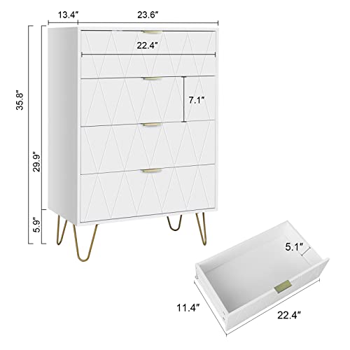 Scurrty 23.6'' 4 Drawer Dresser, Storage Cabinet, Tall Drawers Chest Organization for Closet, Bedroom, Office File Nightstand, Living Room, Entryway with 4 Metal Legs Anti-Tipping Device