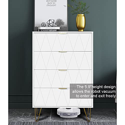 Scurrty 23.6'' 4 Drawer Dresser, Storage Cabinet, Tall Drawers Chest Organization for Closet, Bedroom, Office File Nightstand, Living Room, Entryway with 4 Metal Legs Anti-Tipping Device