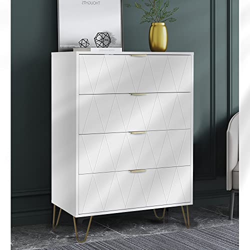 Scurrty 23.6'' 4 Drawer Dresser, Storage Cabinet, Tall Drawers Chest Organization for Closet, Bedroom, Office File Nightstand, Living Room, Entryway with 4 Metal Legs Anti-Tipping Device