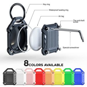 Dovick- Waterproof Airtag Keychain Holder Case,Screw Full Cover Compatible with Apple Air Tag Tracker Key Ring (Black 1Pack)