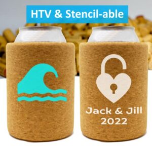 TahoeBay Cork Can Cooler Insulators (2-Pack) Laser Engraving and HTV Blanks for 12oz Beer, Soda, and Seltzer Water