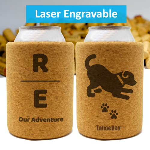 TahoeBay Cork Can Cooler Insulators (2-Pack) Laser Engraving and HTV Blanks for 12oz Beer, Soda, and Seltzer Water