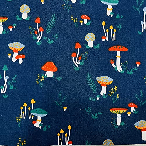 Mushroom Fabric Fat Quarters for Quilting,Cotton Printed Food Pattern Fabric Bundles 18x22,Botanical Woodland Theme SZRUIZFZ (6pcs)