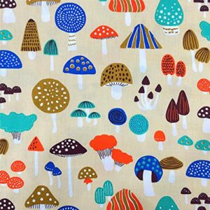 Mushroom Fabric Fat Quarters for Quilting,Cotton Printed Food Pattern Fabric Bundles 18x22,Botanical Woodland Theme SZRUIZFZ (6pcs)