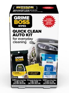 grime boss car cleaning auto kit | features heavy duty hand & surface wipes, microfiber cloths, and glass & mirror wipes