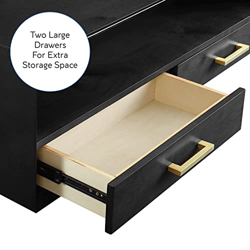 Classic Brands Canton 2 Drawer Top Storage Hutch, Black