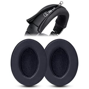 wc padz & bandz bundle - replacement earpads and headband cover for ath m50x and m series headphones | black & black